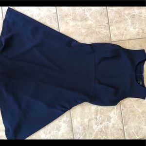 Navy blue lined fit & flare dress